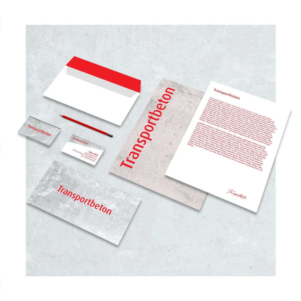 Transportbeton letterhead, envelope and business cards